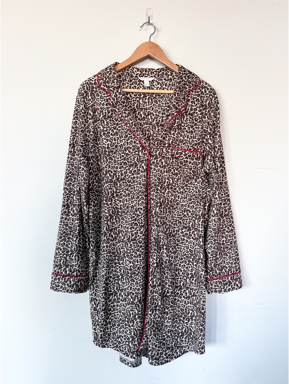 Charter Club Women's Button Down Super Soft Knit Sleepshirt in Leopard Print